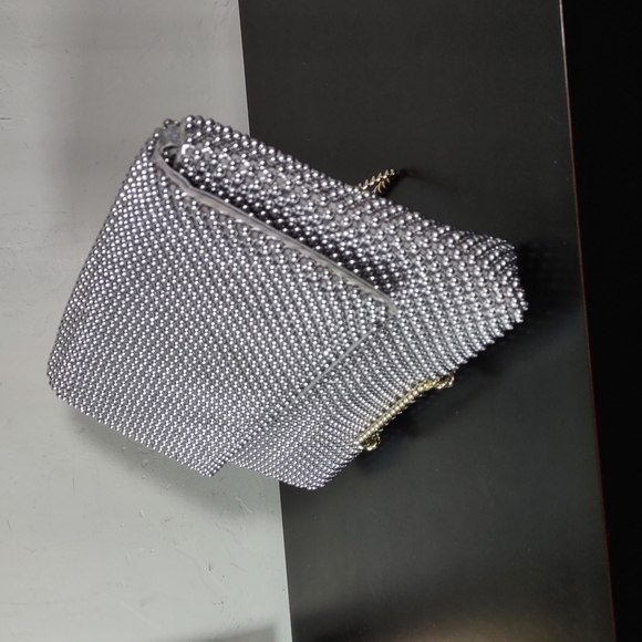 Vintage Silver Metal Bead Clutch Bag - Picture 2 of 7